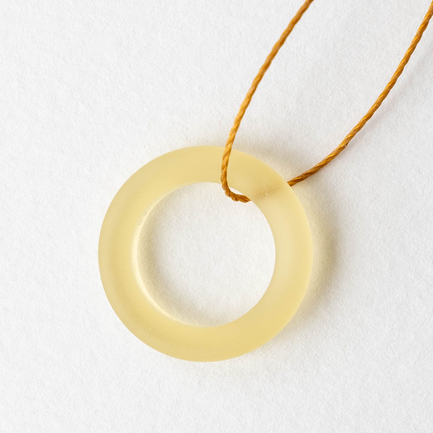 23mm Frosted Glass Rings - Lemon Chiffon - 2or 10 beads