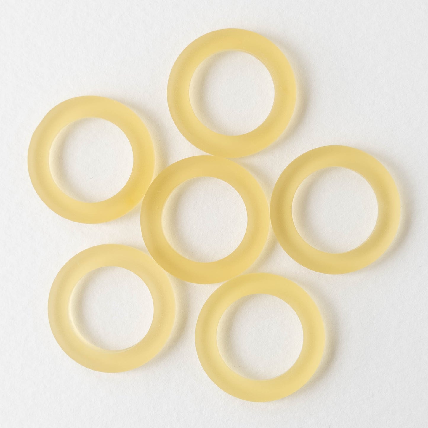 23mm Frosted Glass Rings - Lemon Chiffon - 2or 10 beads