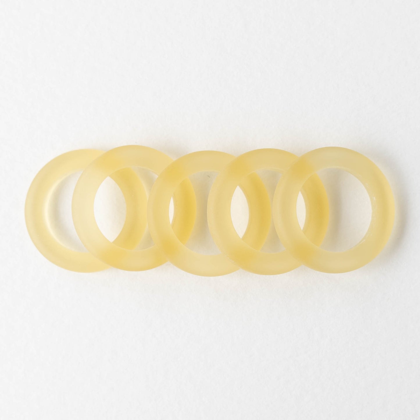 23mm Frosted Glass Rings - Lemon Chiffon - 2or 10 beads