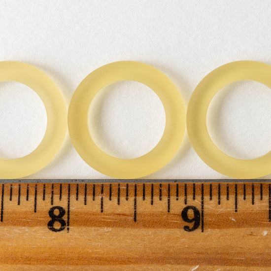 23mm Frosted Glass Rings - Lemon Chiffon - 2or 10 beads