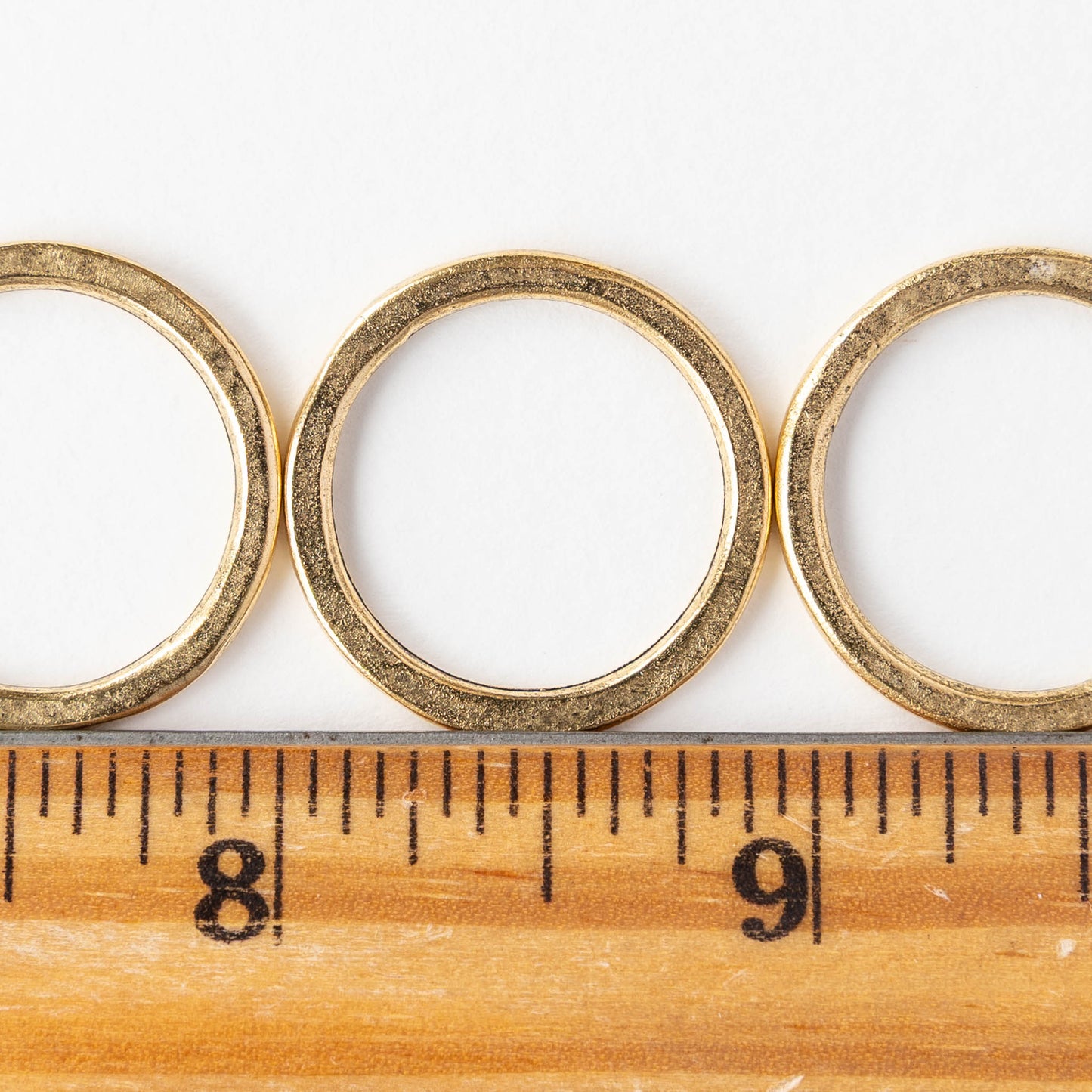 24mm Hammered Circle Hoop - 24k Gold Plated - 1, 2 or 6 pieces