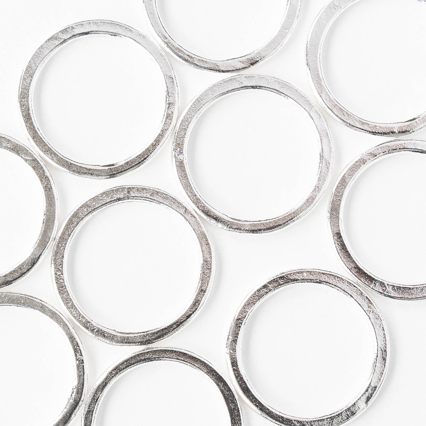 24mm Hammered Circle Hoop - Silver Plated - 1, 2 or 6 pieces