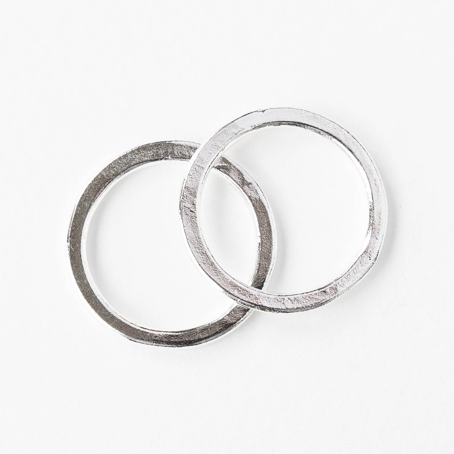 24mm Hammered Circle Hoop - Silver Plated - 1, 2 or 6 pieces