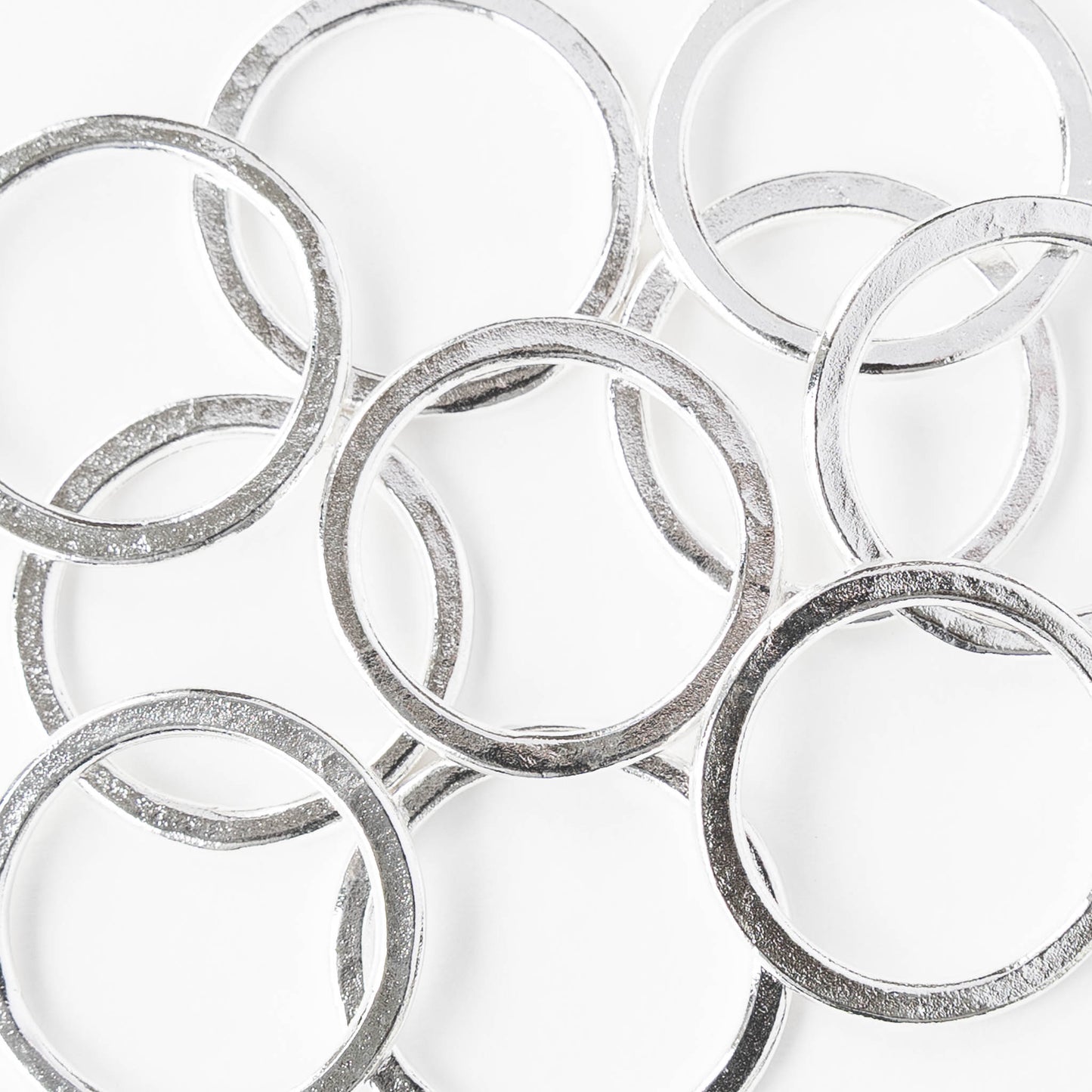 24mm Hammered Circle Hoop - Silver Plated - 1, 2 or 6 pieces