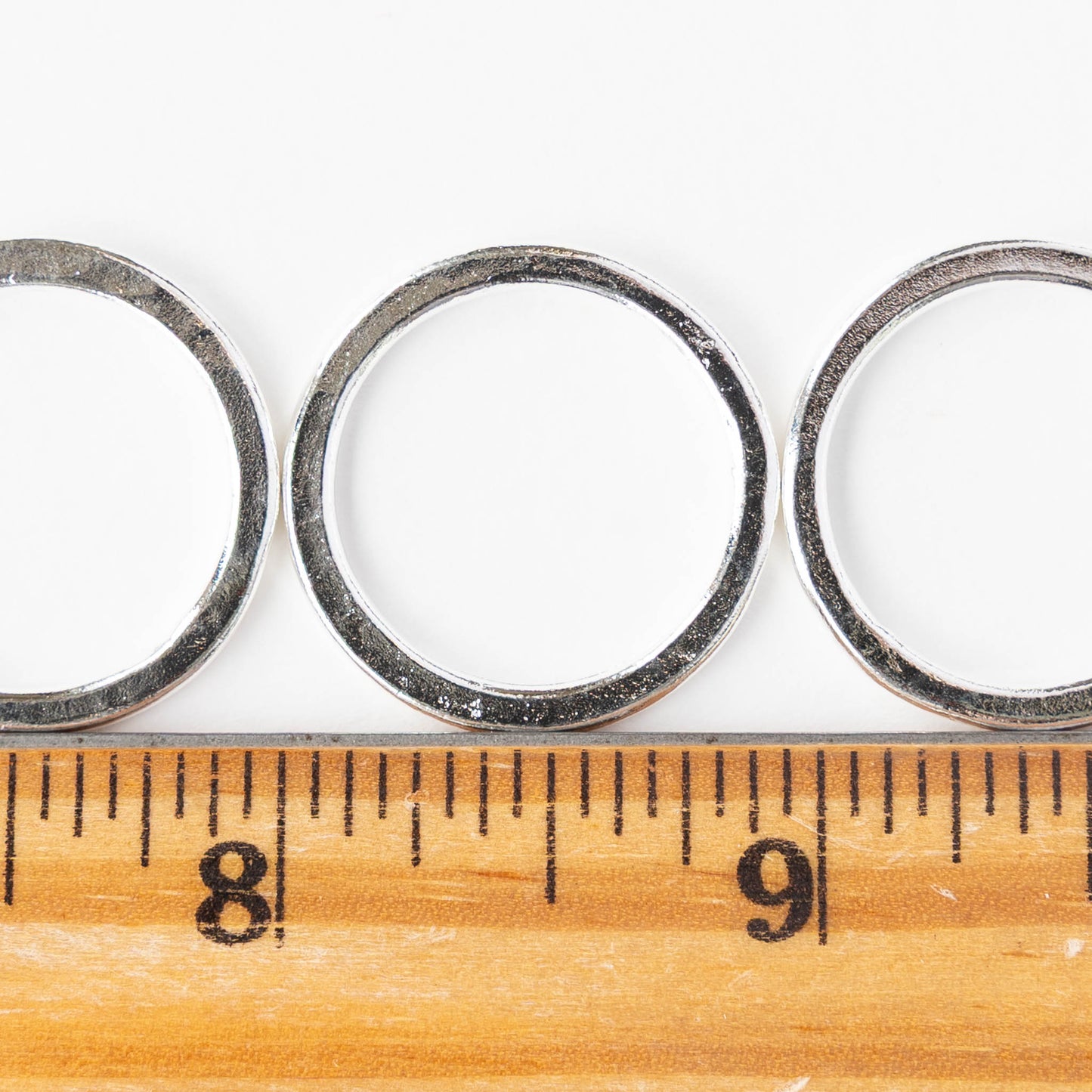 24mm Hammered Circle Hoop - Silver Plated - 1, 2 or 6 pieces