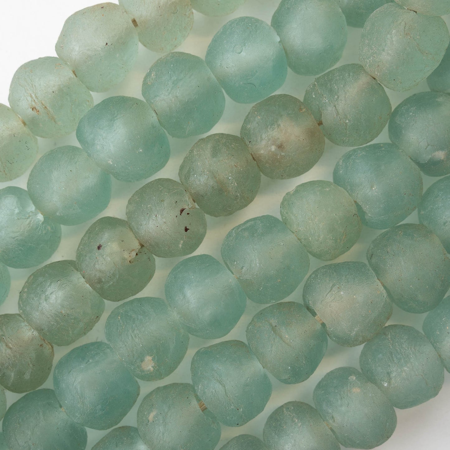 24mm Round Ghana Glass Beads - Matte Light Coke Green - 4 beads