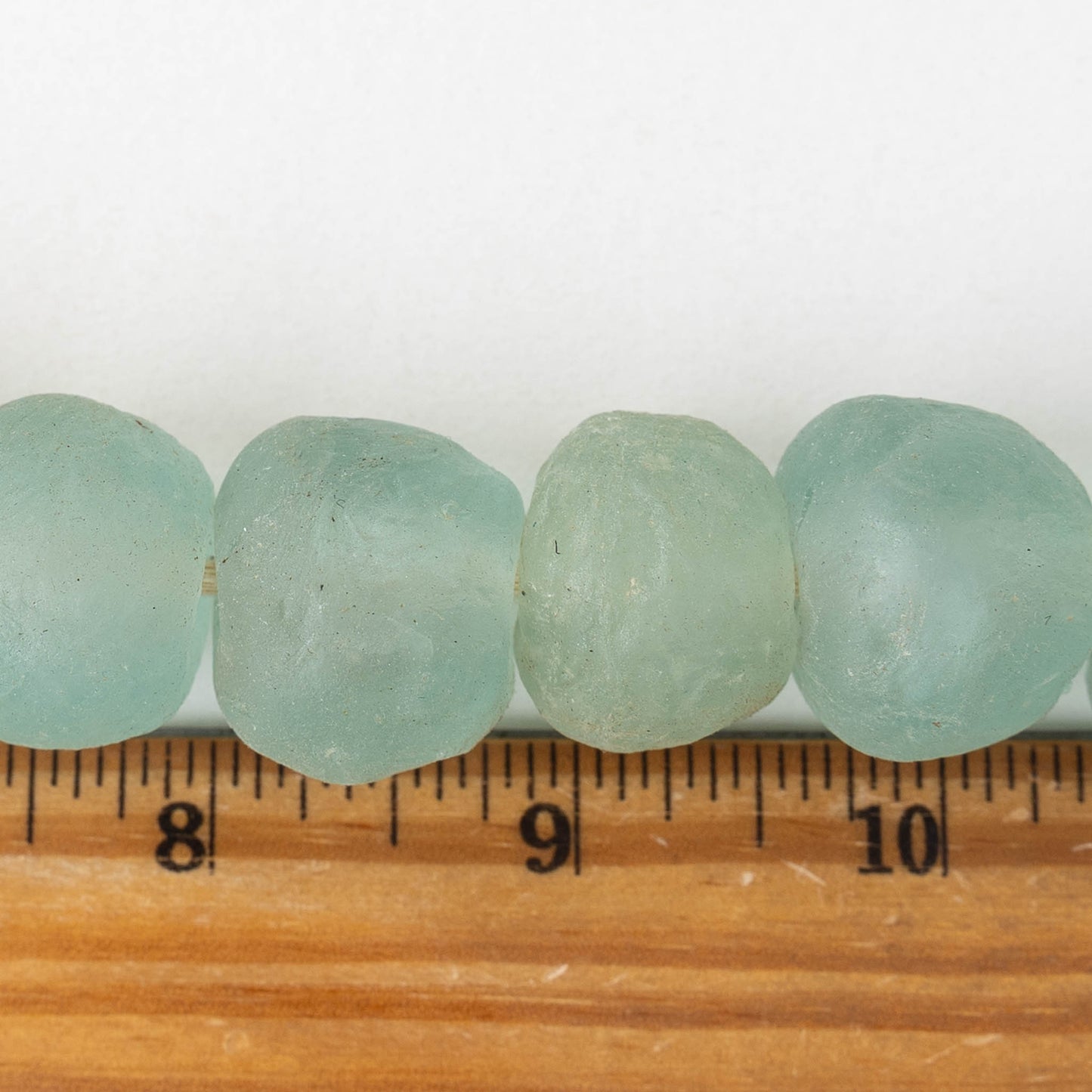 24mm Round Ghana Glass Beads - Matte Light Coke Green - 4 beads