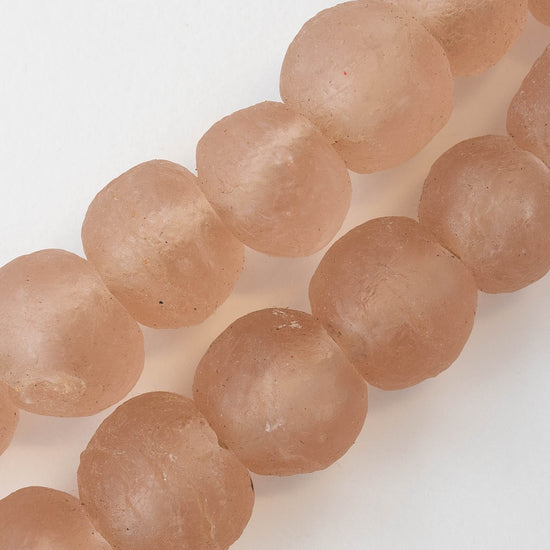 Round Ghana Glass Beads - 24mm - Rose - 6 Beads