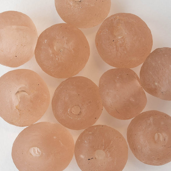 Round Ghana Glass Beads - 24mm - Rose - 6 Beads