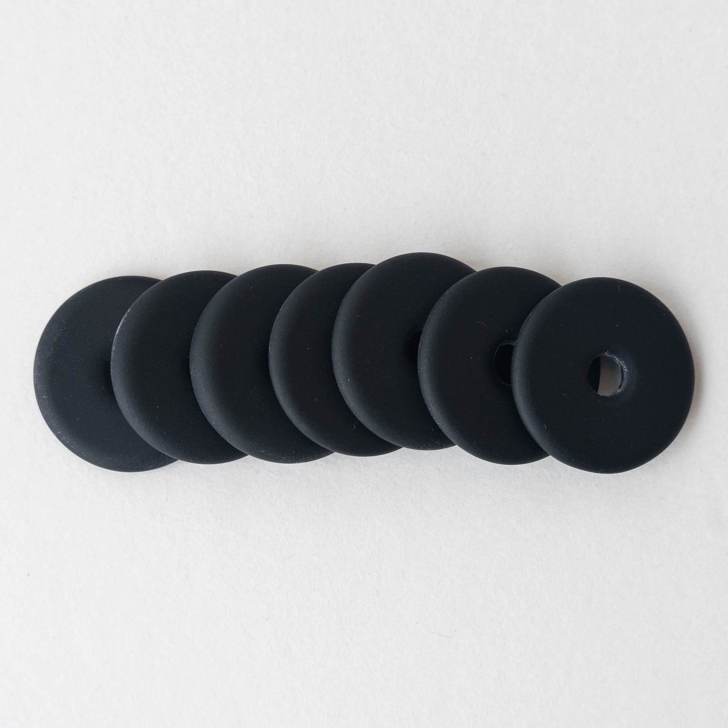 25mm Frosted Glass Donut - Black - 4 Beads