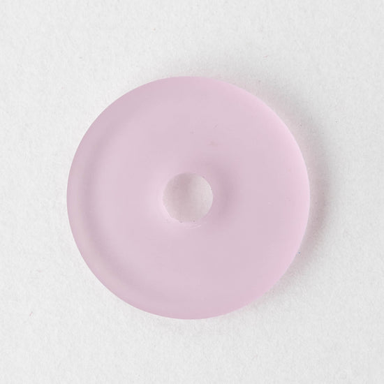 25mm Frosted Glass Donut - Pink - 4 Beads