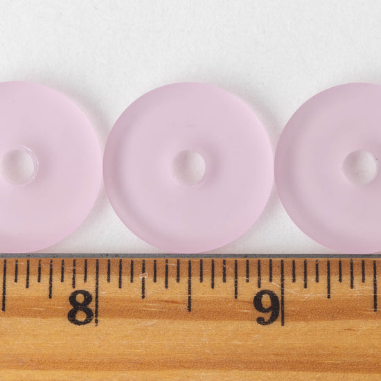 25mm Frosted Glass Donut - Pink - 4 Beads