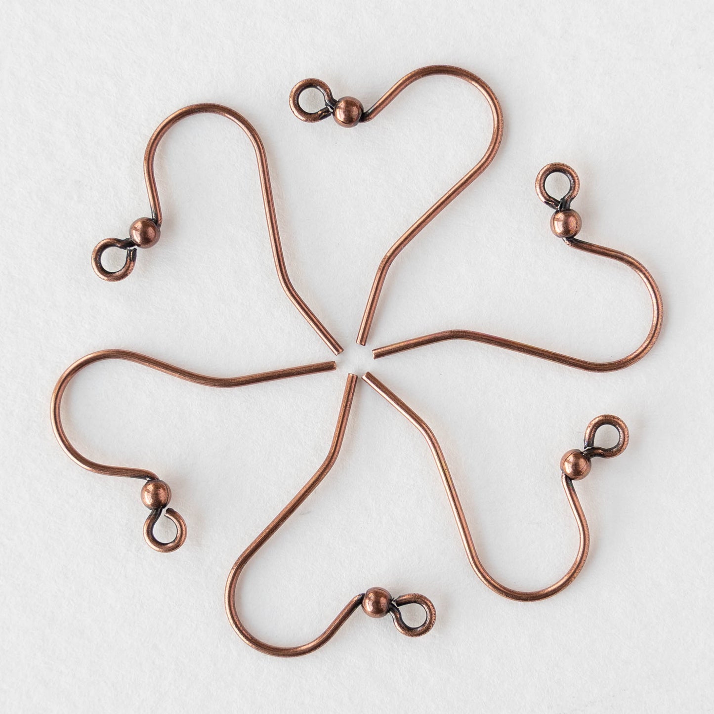 25mm Fish Hook Ball Ear Wires - Antique Copper Plated - 20 pieces