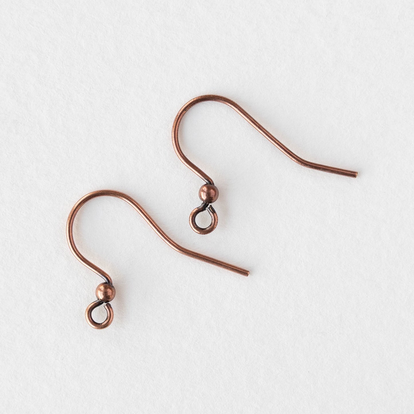 25mm Fish Hook Ball Ear Wires - Antique Copper Plated