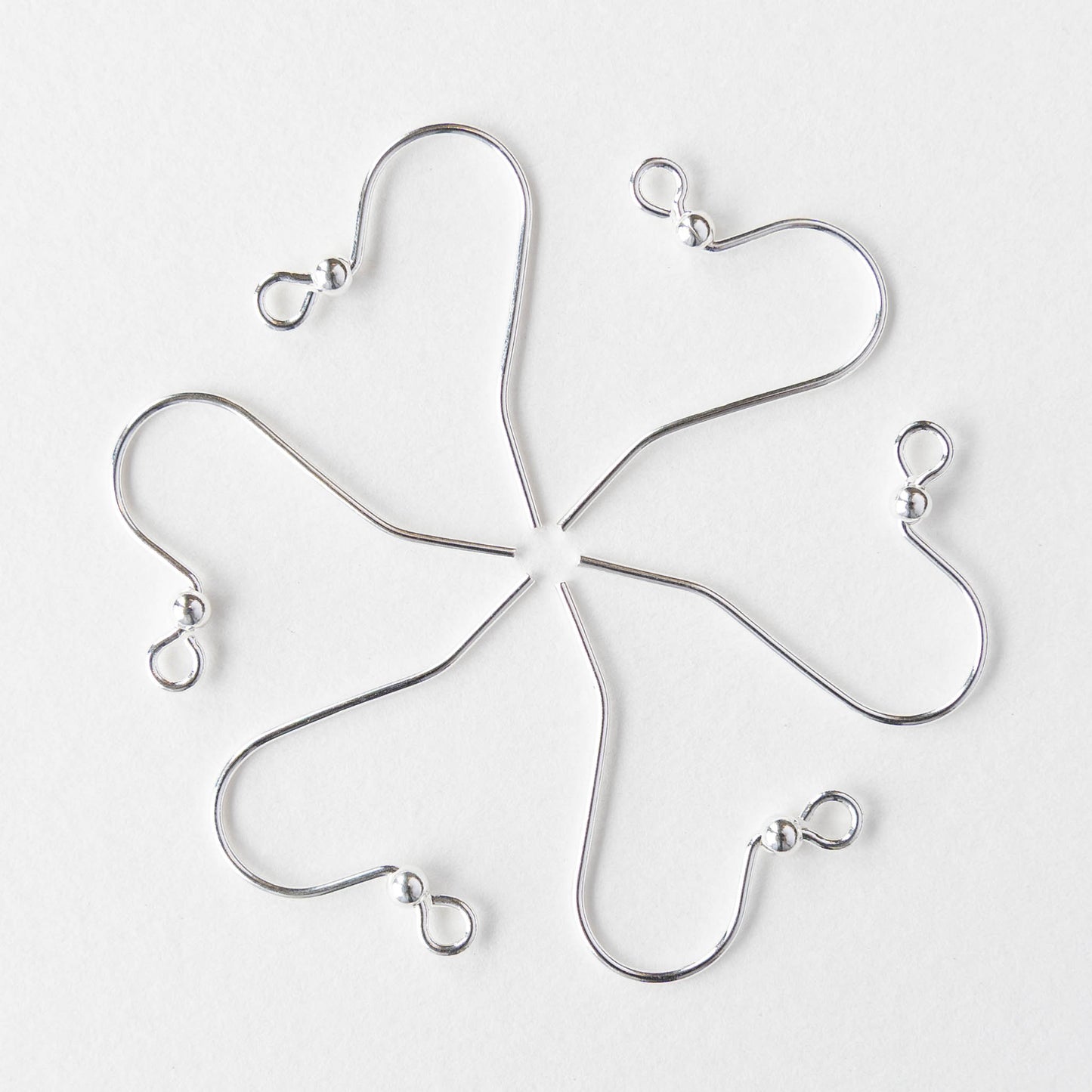 25mm Fish Hook Earwire with Ball - Silver Plated