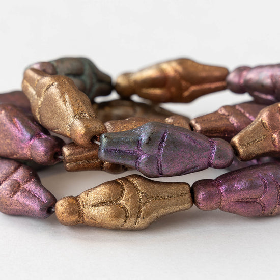 Glass Goddess Beads - Gold Iris Matte - 6