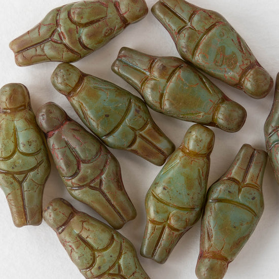 Glass Goddess Beads - Turquoise Picasso - 6