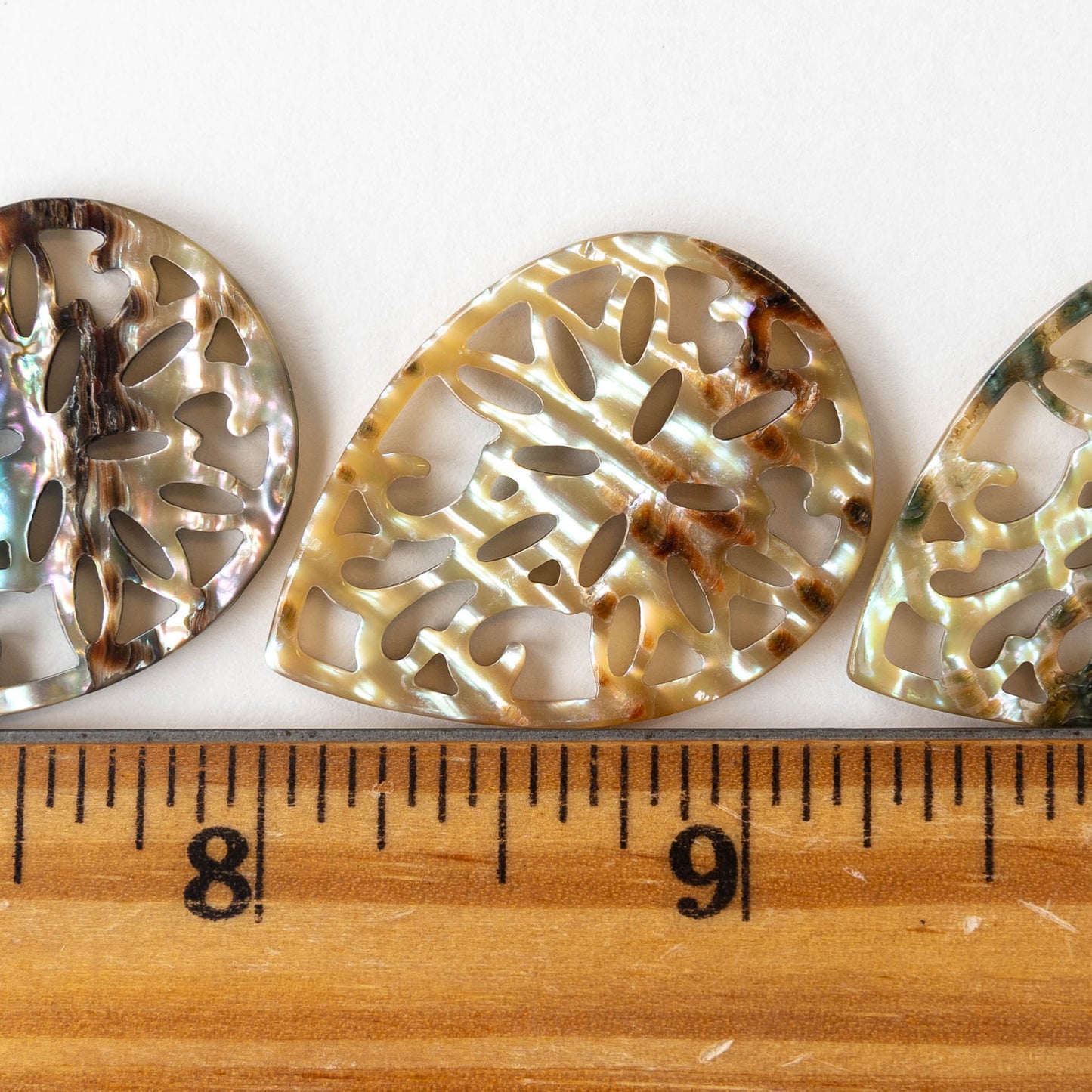 25x35mm Carved Abalone Teardrop Shell Pendants - 1 Pair