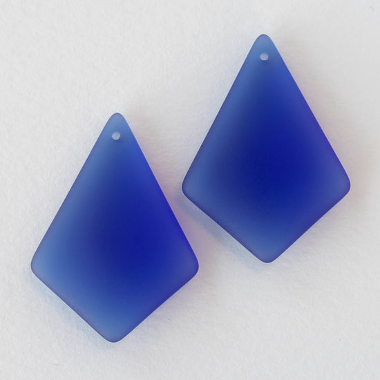 Load image into Gallery viewer, 26x36mm Frosted Glass Diamond Pendants - Cobalt Blue - 2 or 6
