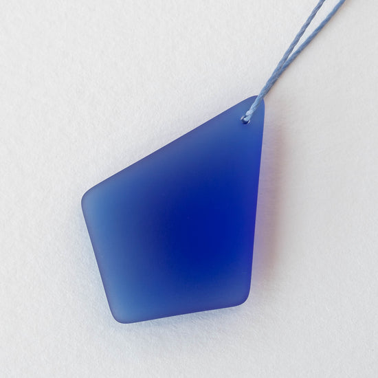 26x36mm Frosted Glass Diamond Pendants - Cobalt Blue - 2 or 6