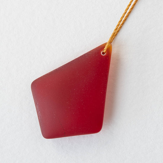 26x36mm Frosted Glass Diamond Pendants - Red Matte - 2 pendants