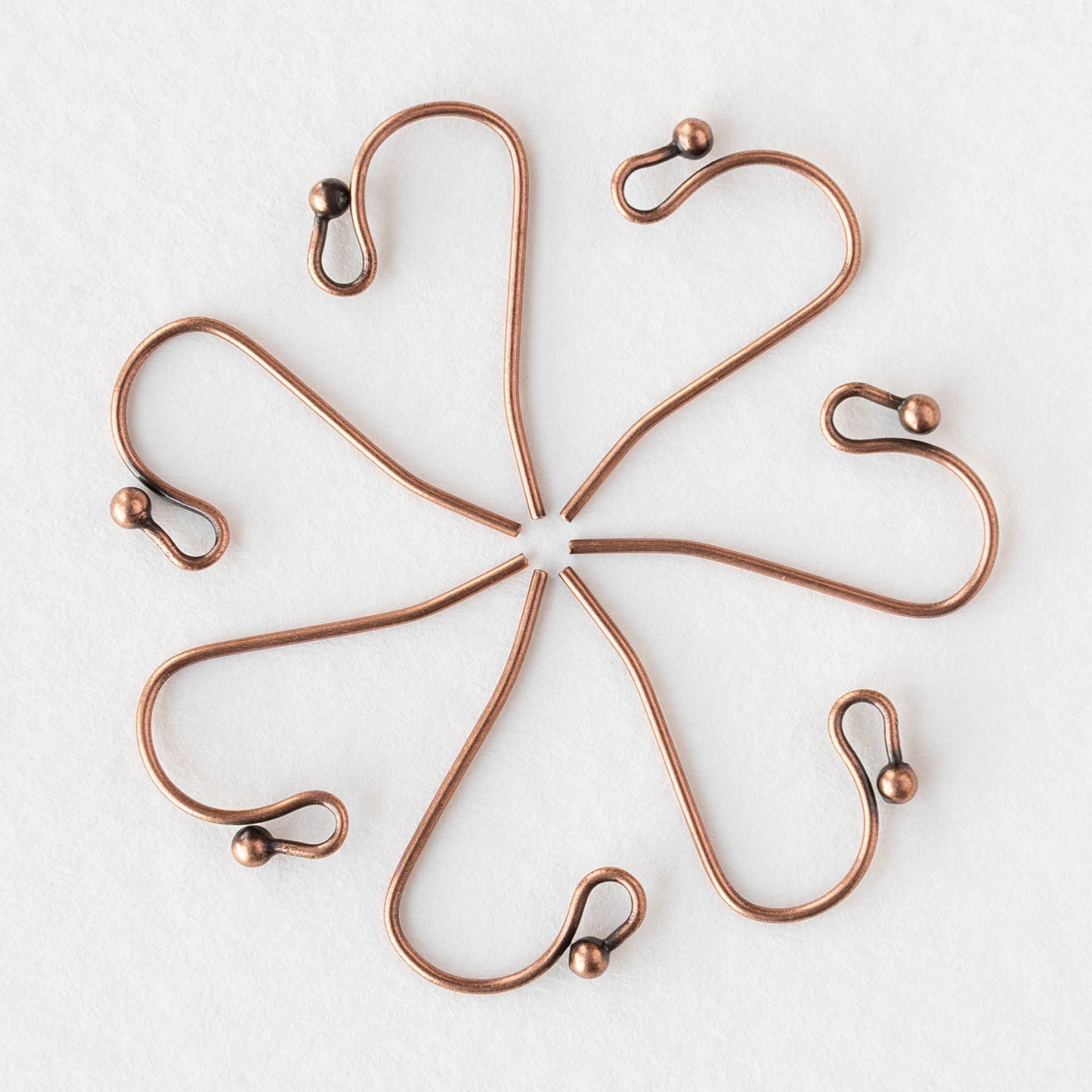 27mm Fish Hook Ball Ear Wires - Antique Copper Plated