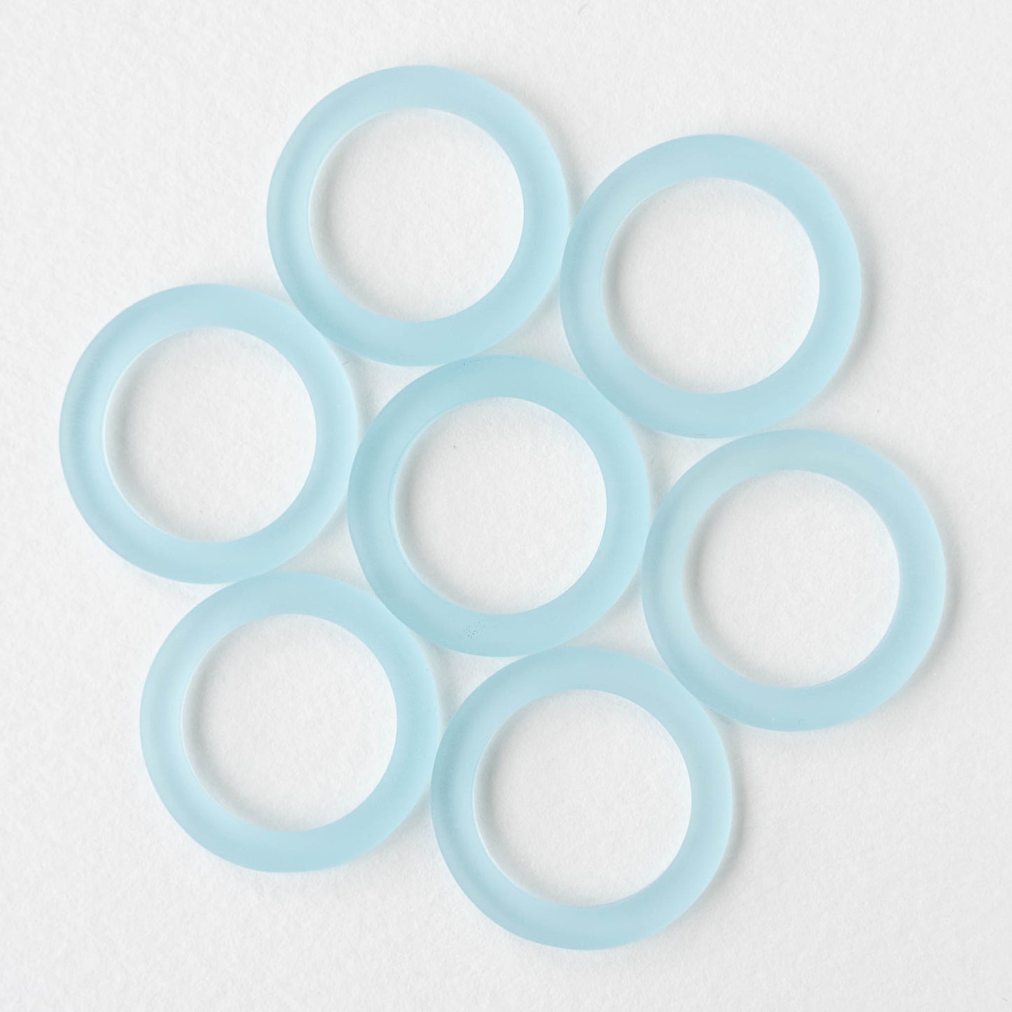 27mm Frosted Glass Rings - Light Aqua - 2 Rings