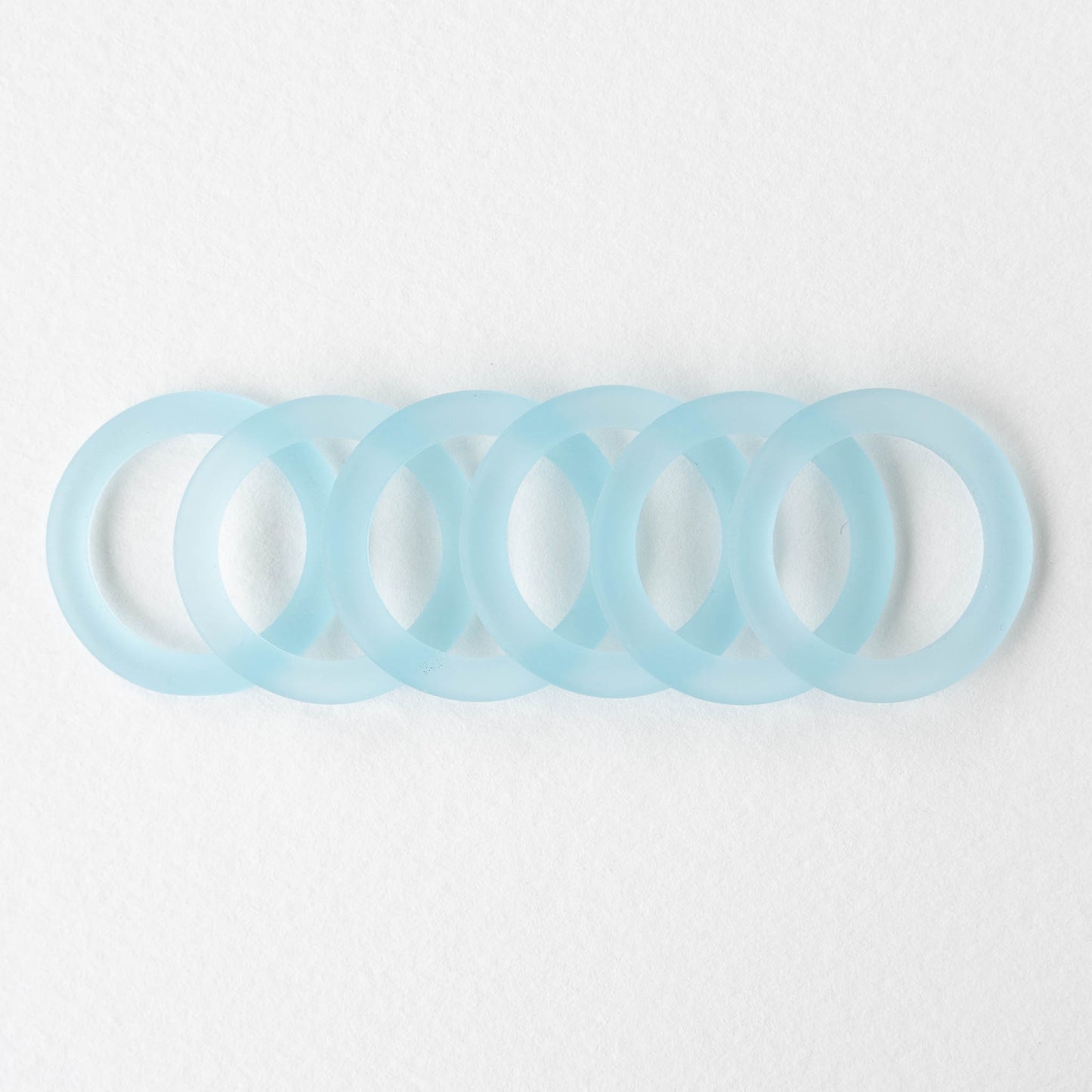 27mm Frosted Glass Rings - Light Aqua - 2 Rings