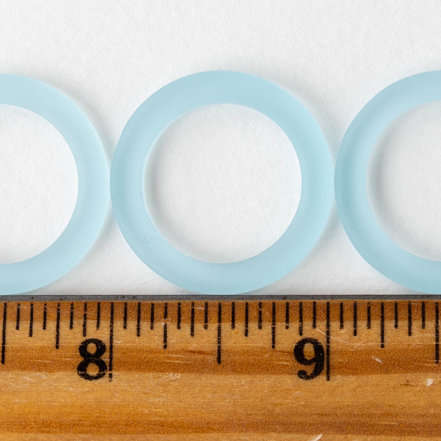 27mm Frosted Glass Rings - Light Aqua - 2 Rings