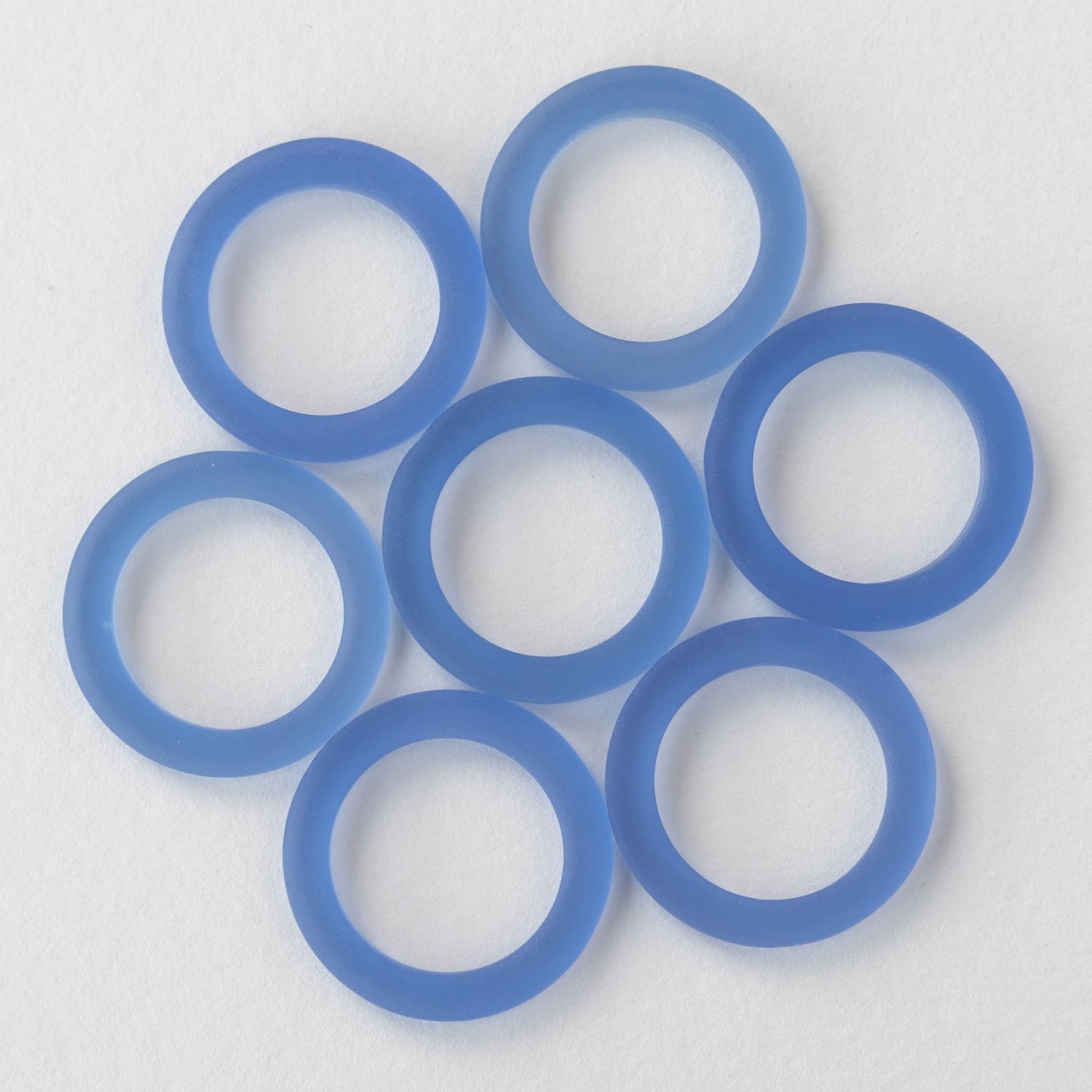 27mm Frosted Glass Rings - Sapphire Blue - 2 Rings