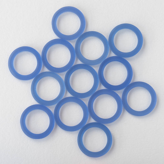 27mm Frosted Glass Rings - Sapphire Blue - 2 Rings