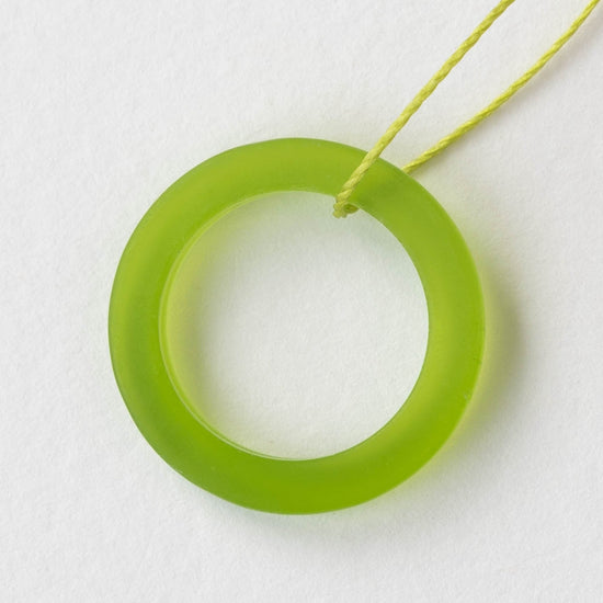 27mm Frosted Glass Rings - Lime Green - 2 Rings