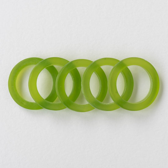 27mm Frosted Glass Rings - Lime Green - 2 Rings