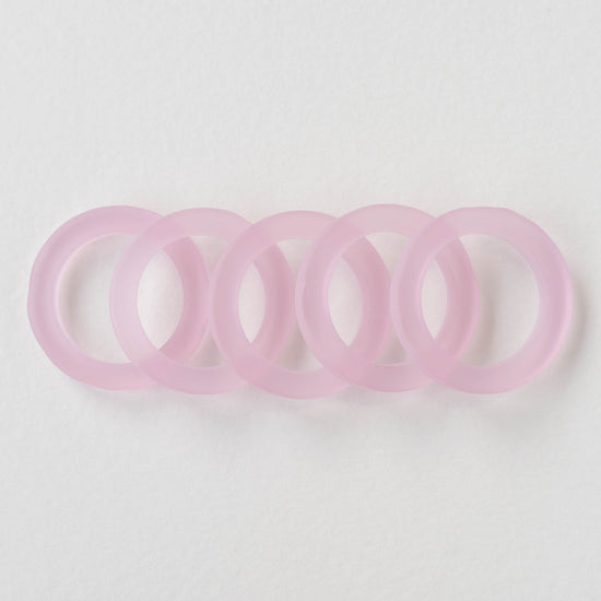 27mm Frosted Glass Rings - Pink - 2 Rings