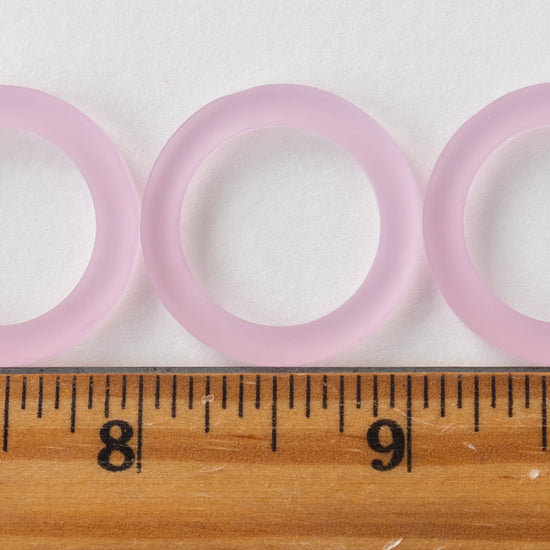 27mm Frosted Glass Rings - Pink - 2 Rings
