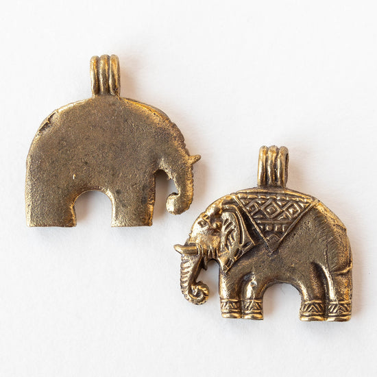 29mm or 41mm Metal Elephant Pendant - Brass - 1 piece