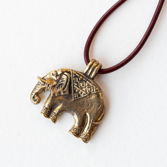 29mm or 41mm Metal Elephant Pendant - Brass - 1 piece