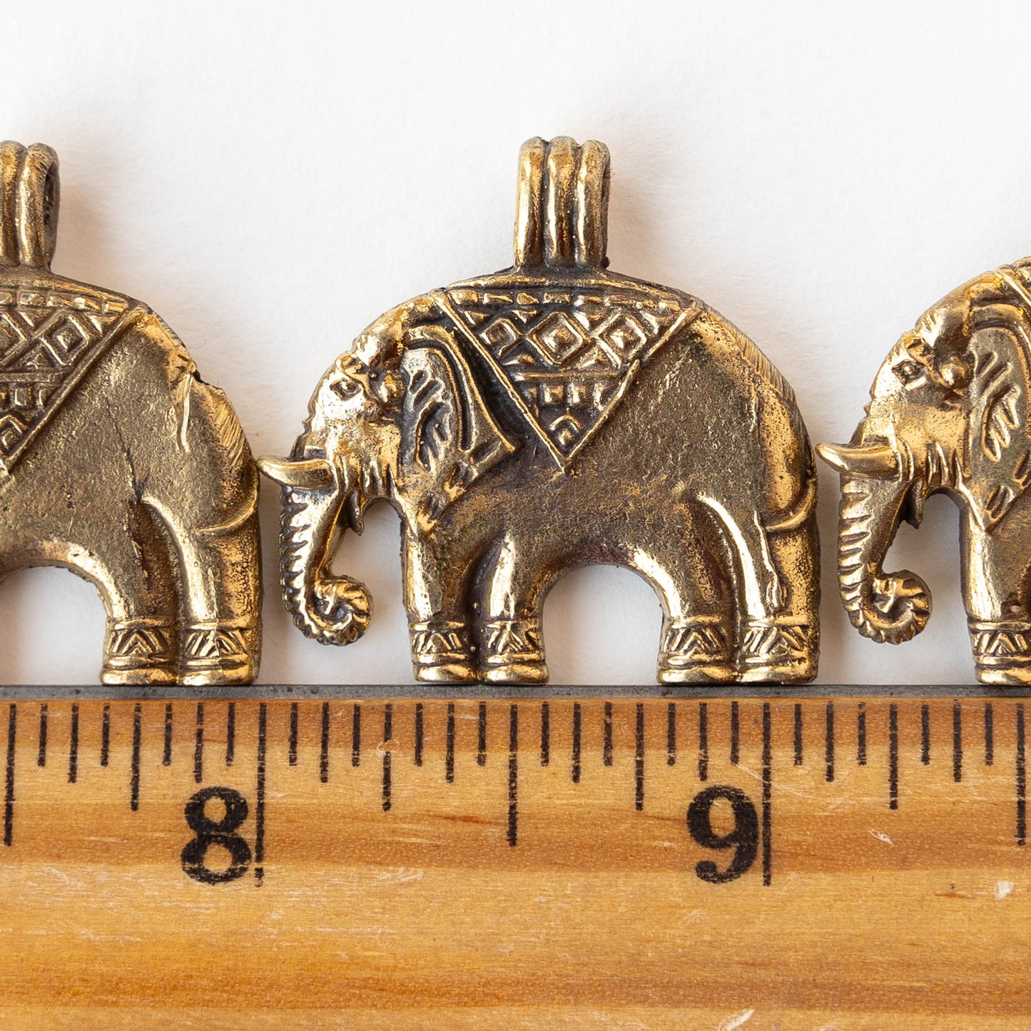 29mm or 41mm Metal Elephant Pendant - Brass - 1 piece