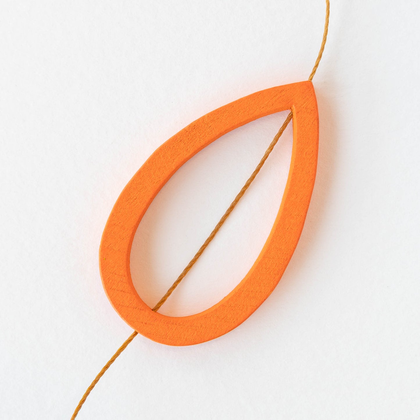 29x49mm Wooden Teardrop Beads - Orange - 4 teardrops