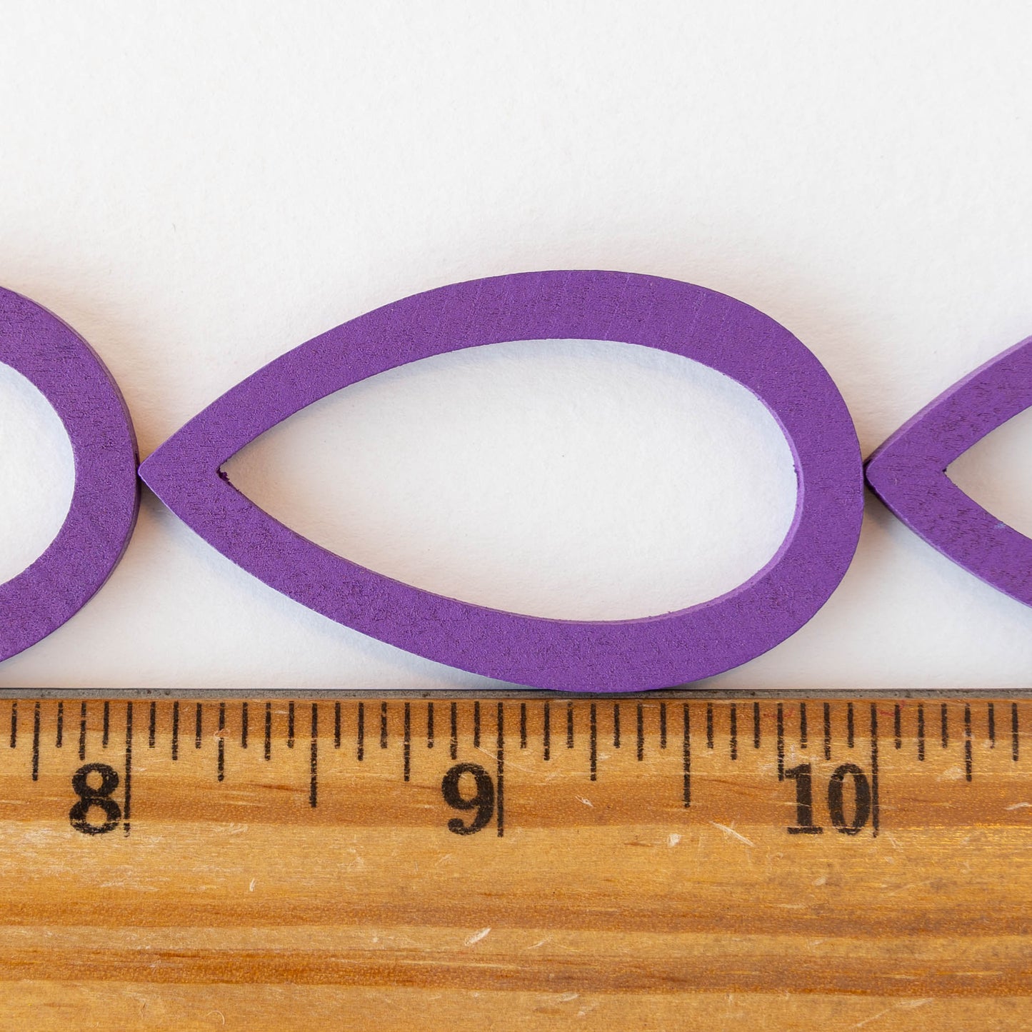 29x49mm Wooden Teardrop Beads - Purple - 4 teardrops