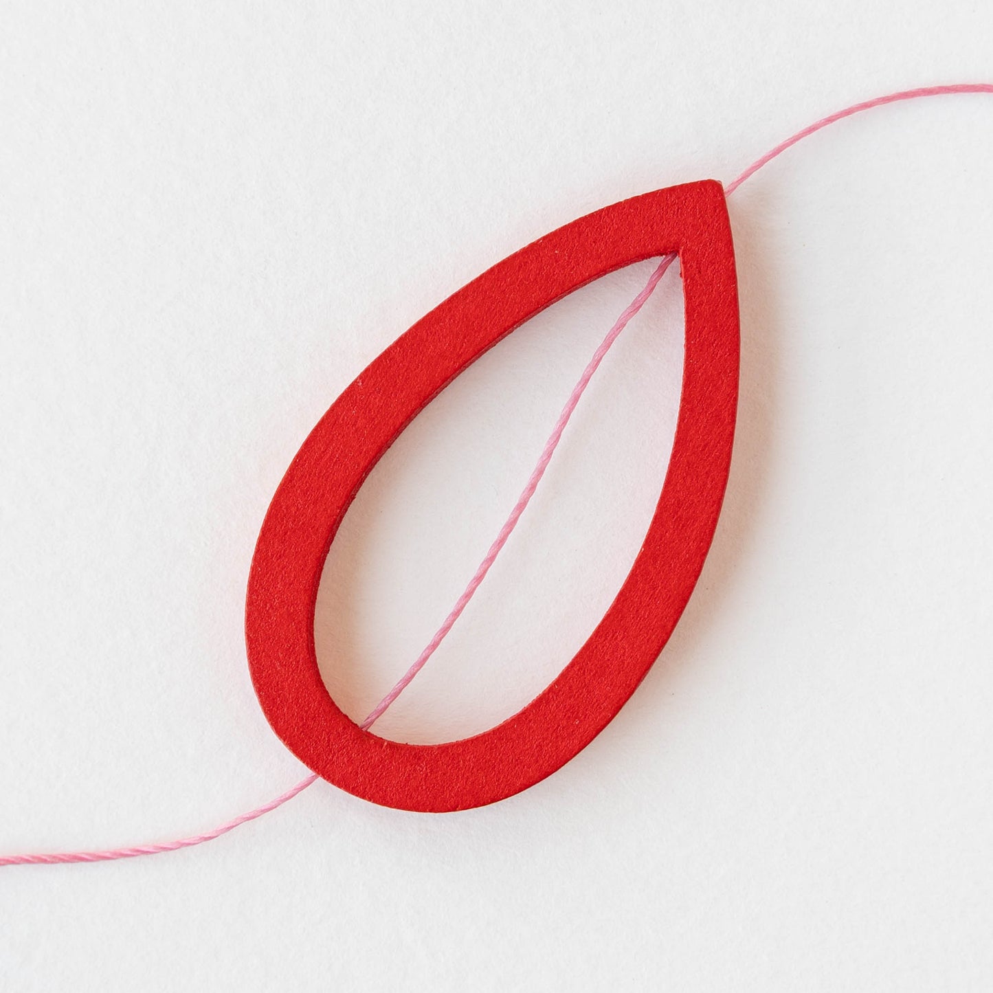 29x49mm Wooden Teardrop Beads - Red - 4 teardrops