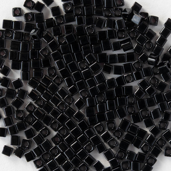 1.8mm Miyuki Cube Beads - Black - 10 or 20 grams