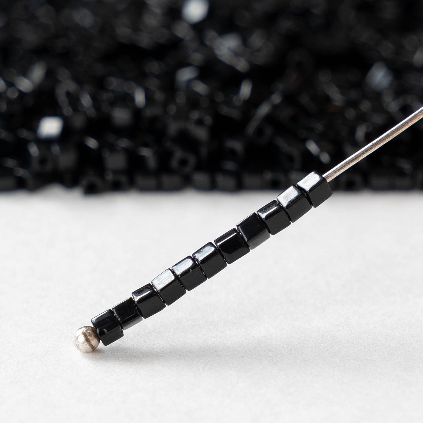 1.8mm Miyuki Cube Beads - Black - 10 or 20 grams