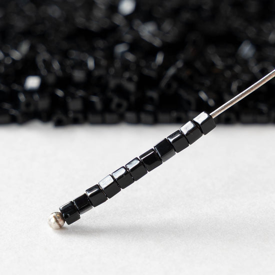 1.8mm Miyuki Cube Beads - Black - 10 or 20 grams