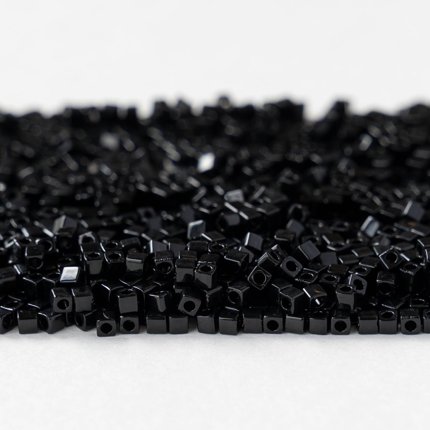 1.8mm Miyuki Cube Beads - Black - 10 or 20 grams