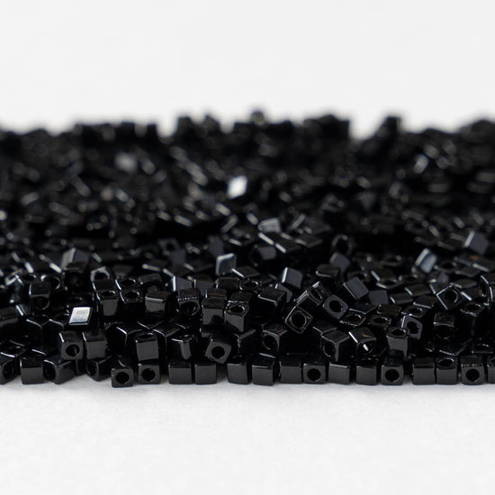 1.8mm Miyuki Cube Beads - Black - 10 or 20 grams