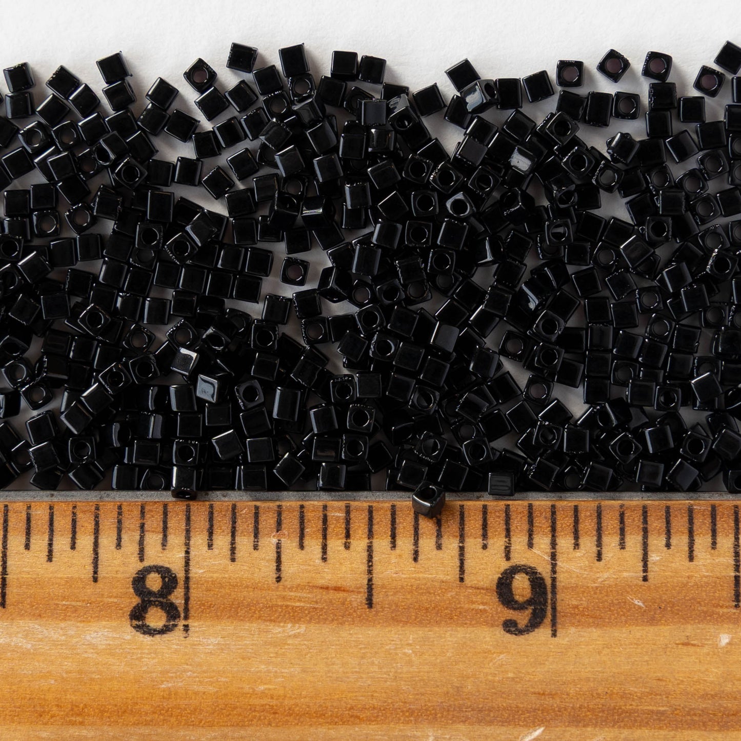 1.8mm Miyuki Cube Beads - Black - 10 or 20 grams