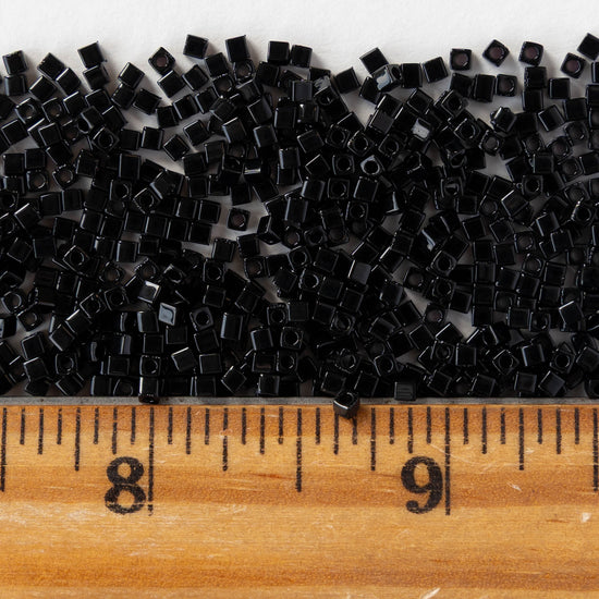 1.8mm Miyuki Cube Beads - Black - 10 or 20 grams