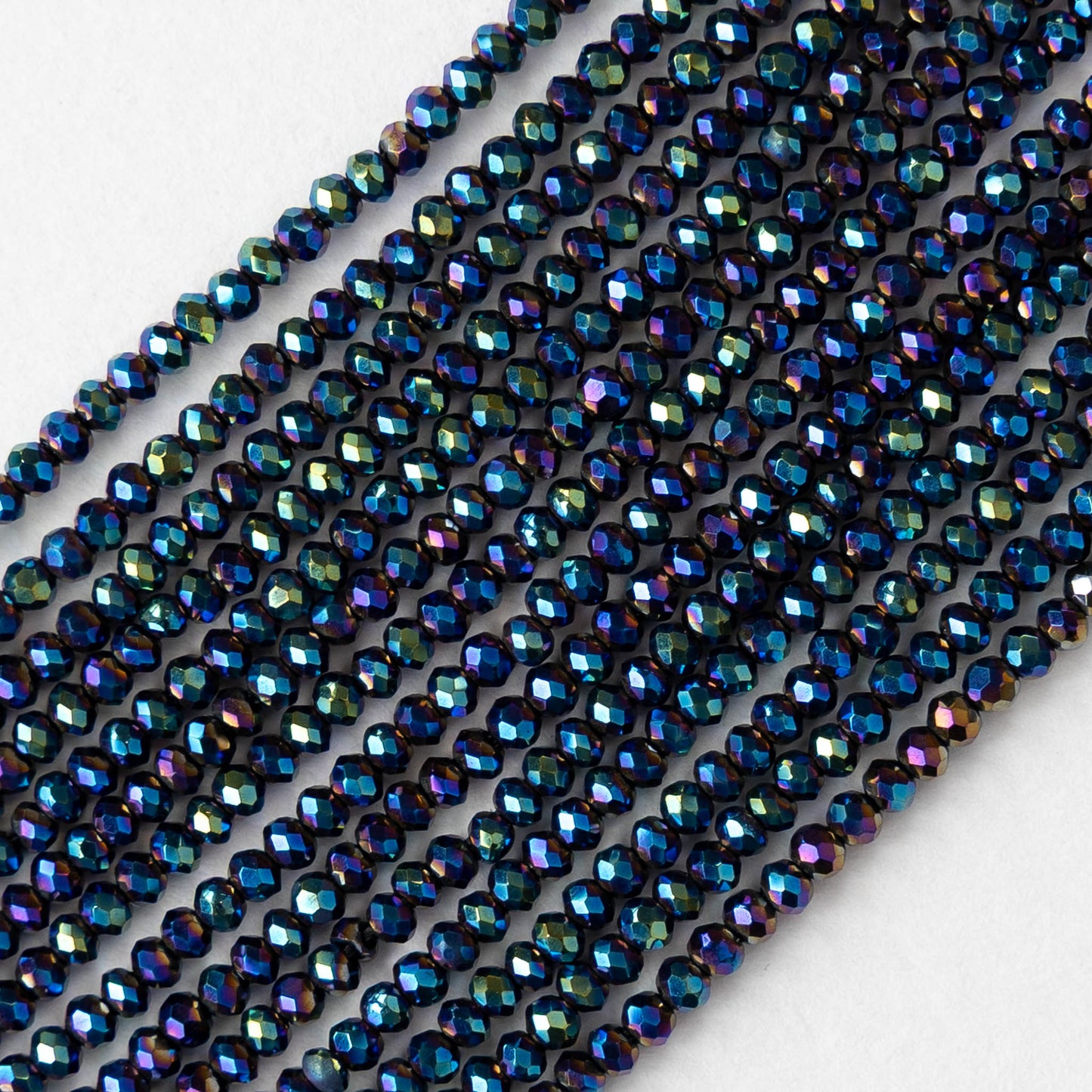 2mm Firepolished Rondelle Beads - Blue Iris - 15 inch strand ~200 beads