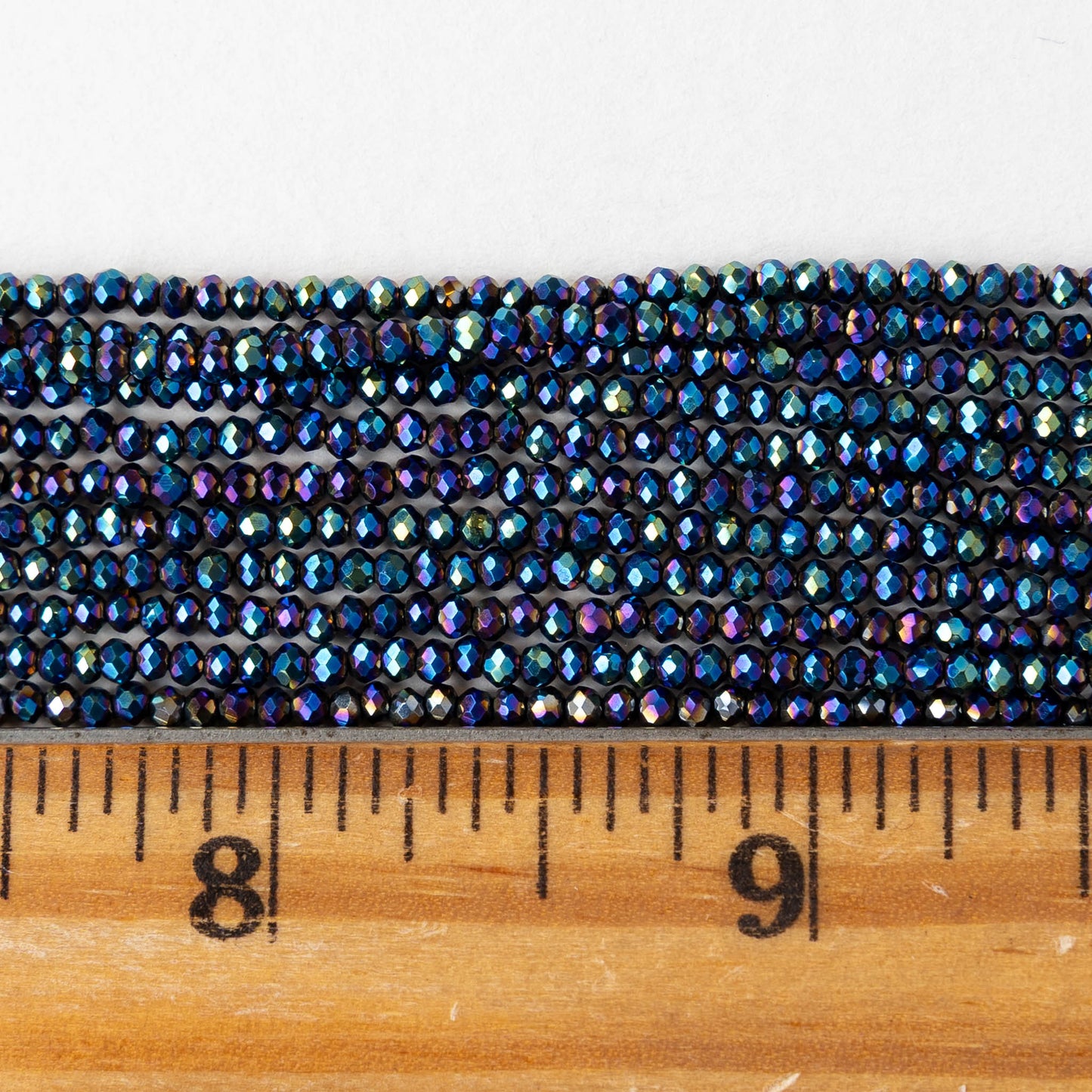 2mm Firepolished Rondelle Beads - Blue Iris - 15 inch strand ~200 beads